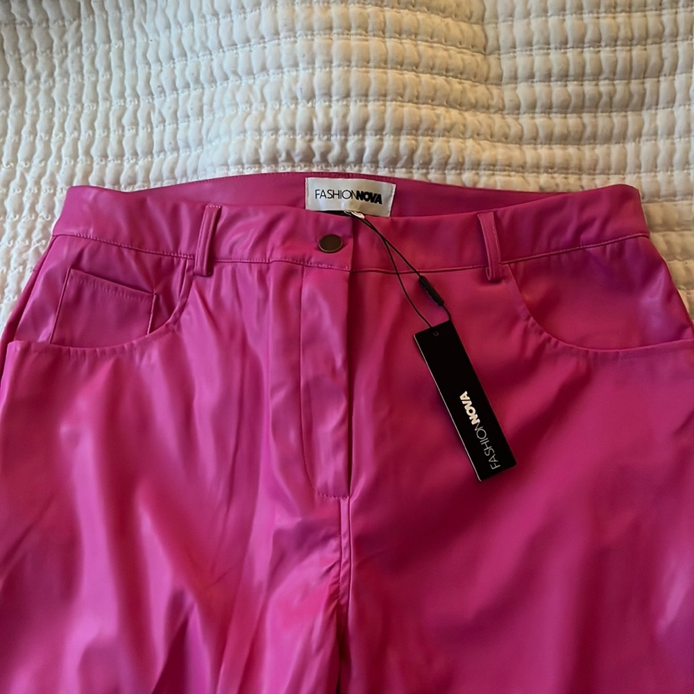Fashion Nova Pink Faux Leather Pants NWT